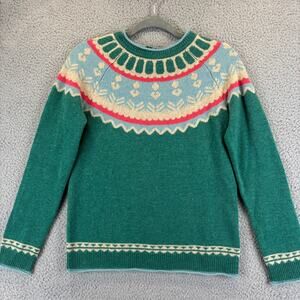 Kew 159 Merino Wool Sweater Small Fair Isle Nordic Roll Neck 100% Extra Fine